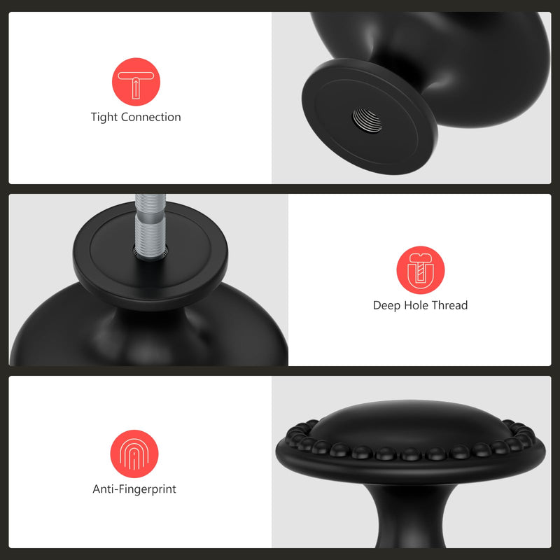 homdiy 20 Pack Black Cabinet Knobs Solid Zinc Alloy Matte Black Cabinet Konbs Ktichen Cupboard Hardware Drawer Dresser Hardware