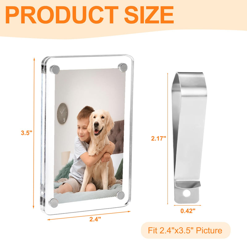 2Pcs Car Picture Holder, Acrylic Magnetic Visor Photo Clip, Personalized Picture Frame, Decorate your Car Visor Clip with Family & Personal Photos 2