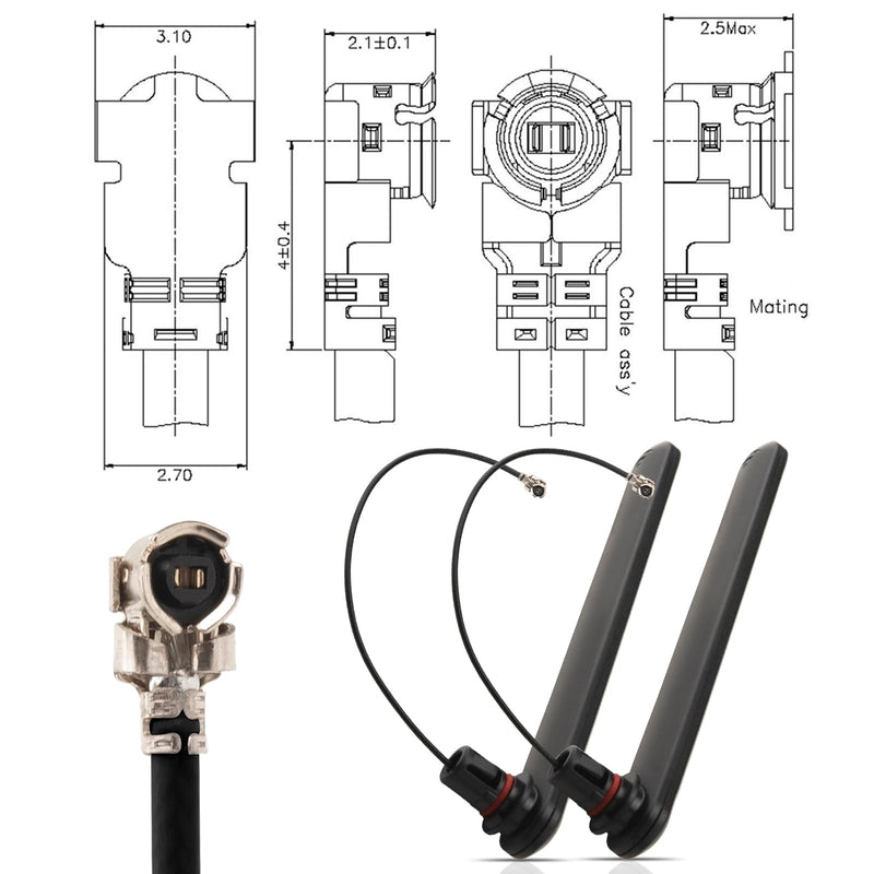 4G Antenna 698-2700MHz U.FL/IPX 3dBi Omni Small Antenna with 10cm 1.13 Cable for 2G/3G/4G LTE GSM Mini PCIe Card Routers, FPV UAV, Repeater, Notebook, PC Desktop,PS4 Build,loT Device(2 PCS) 698-2700MHz Antenna