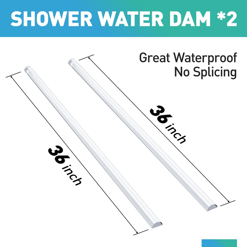 Shower Dam, 2 PCS 1/2" X 1/4" (WxH) Shower Threshold Water Dam,36In Clear Acrylic Shower Bottom Seal Stop Shower Leaks and Create a Water Barrier 1/2 X1/4" (WxH)