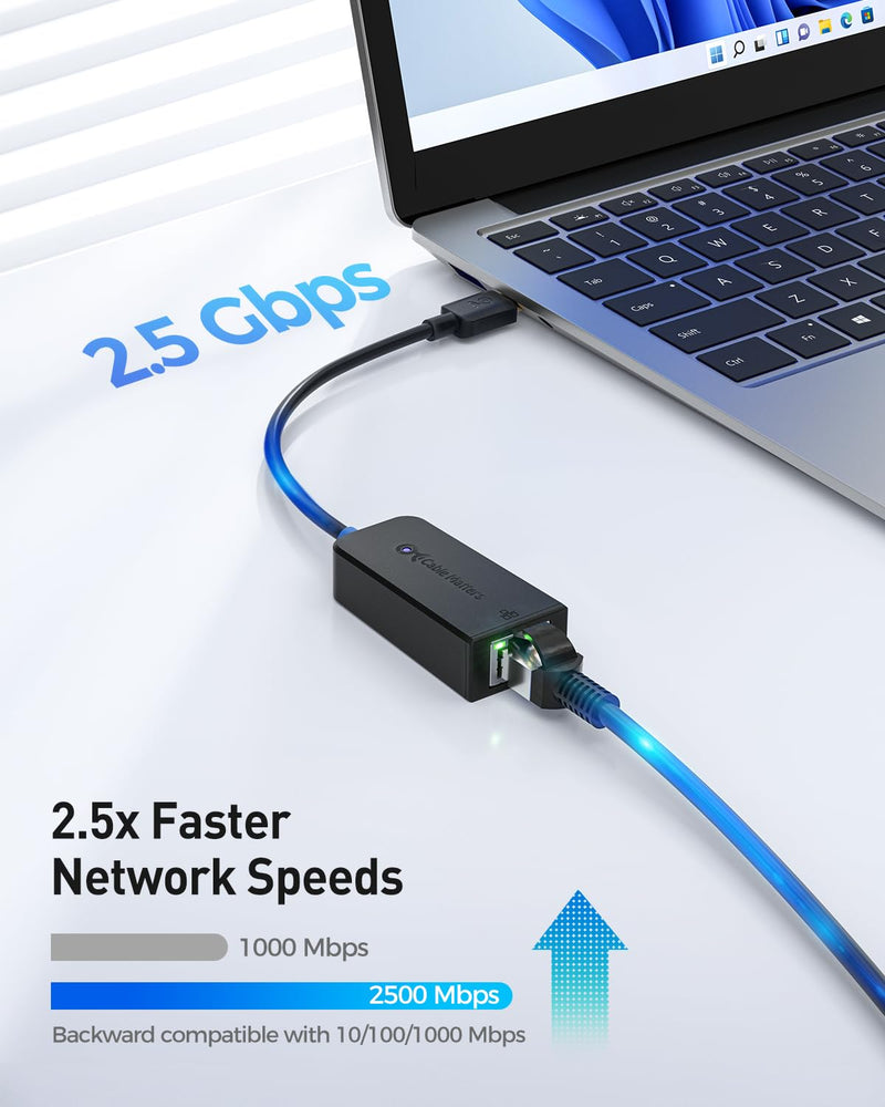 Cable Matters USB C to 2.5Gb Ethernet Adapter, USB-C to 2.5 Gigabit Ethernet, 2.5Gb USBC Network Adapter - Compatible with Thunderbolt 5/4 for MacBook, Not Work with Mac mini