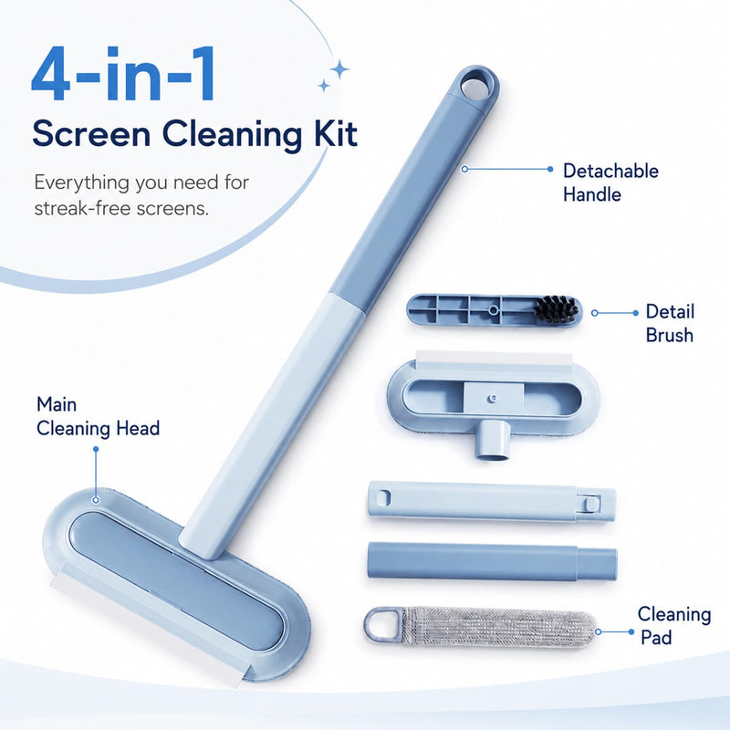 2026 New Window Screen Cleaning Brush, 4-in-1 Multi-Functional Cleaning Tool, Screen Cleaning Brush, Mesh Screen Cleaner, Gentle for Cleaning Dust and Hair