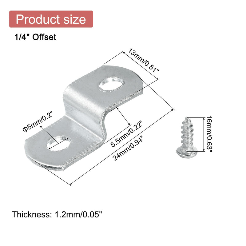 uxcell 100 Pcs 1/4" Offset Canvas Clips, Picture Framing Mirror Clips Z Shape Canvas Painting Mounting Clips with 2 Mounting Holes with Screws, Silver