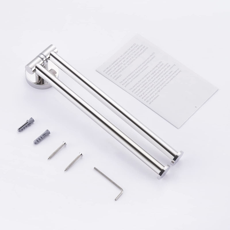 KES Swivel Towel Bar for Bathroom 9-Inch Kitchen Swing Out Double Towel Bar 2-Arm Kitchen Wall Mounted SUS 304 Stainless Steel Polished, A2106S23 Polished Finish