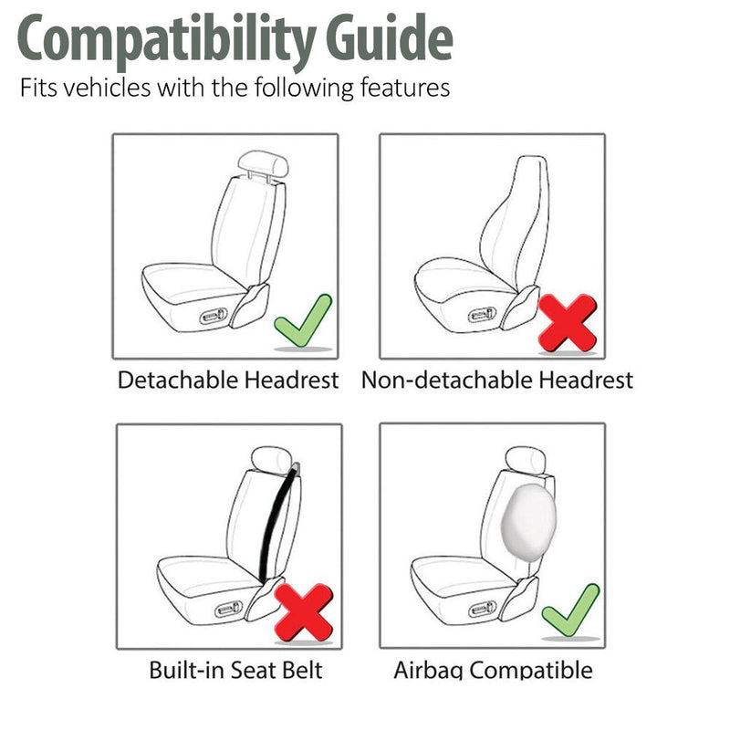 FH Group Car Seat Covers Front Set Premium Cloth -Covers for Low Back Car Seats with Removable Headrest,Universal Fit,Automotive Seat Cover,Airbag Compatible Car Seat Cover for SUV,Sedan Beige