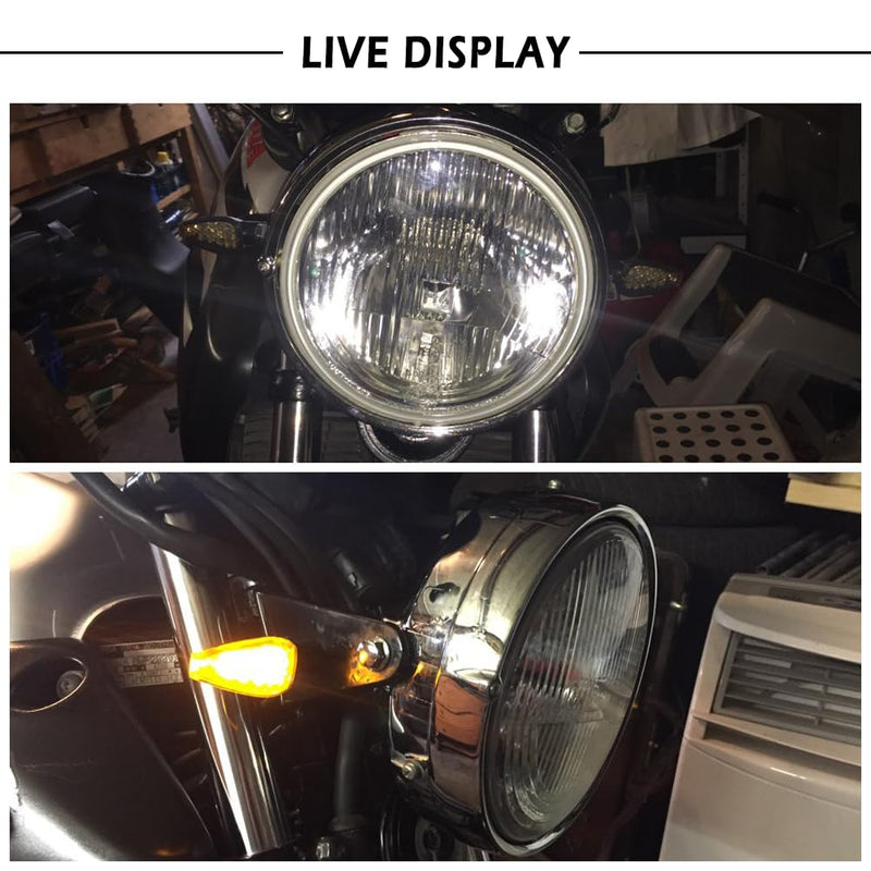 4PCS Motorcycle Turn Signals - 14LED 12V Bright Amber Lamp Motorcycle Blinkers - Front/Rear Universal MMotorcycle Turn Signal Light Compatible with Yamaha Kawasaki Honda