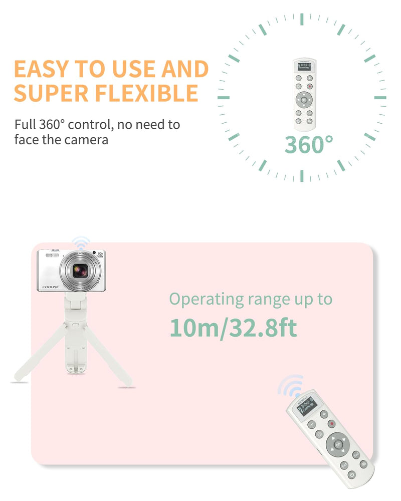 for Nikon Wireless Camera Remote Control - Aodelan Rechargeable Shutter Release Trigger with OLED Screen for Zfc, Z50, P1000,A1000, P950, B600; Replaces Nikon ML-L7(White) Update White Remote for Nikon