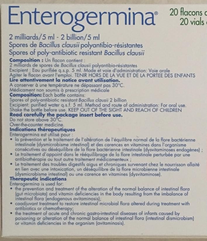 Enterogermina - Made in Italy - 20 Vials (2 Billion)