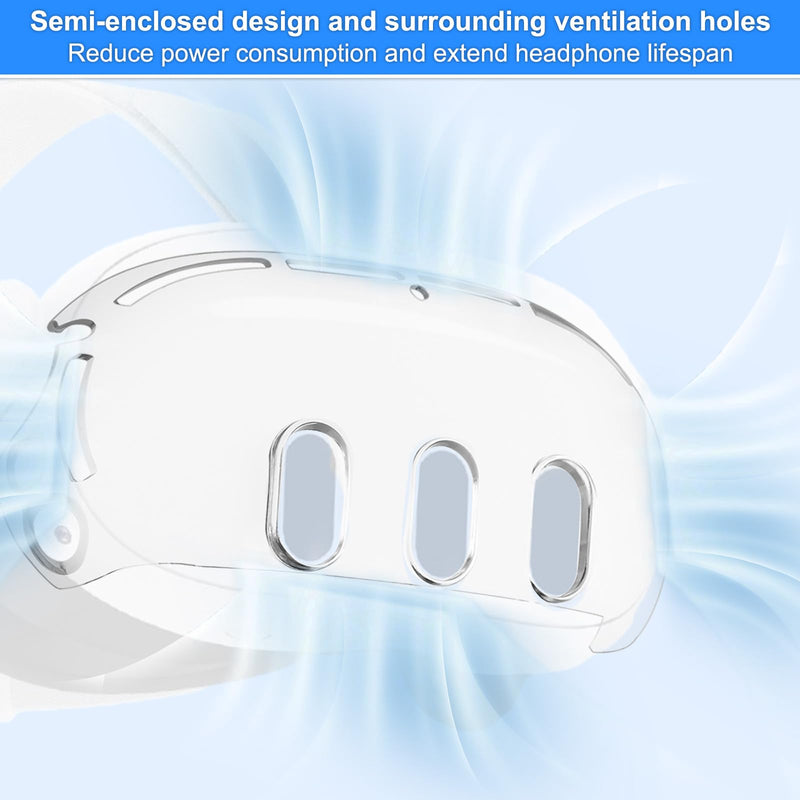 VR Accessories for Meta Quest 3 | Plastic Protective Cover Shell Tempered Glass Lens Protector Joystick Caps Controller Wrist Strap for Oculus Quest 3 Half enclosed shell cover+hand rope