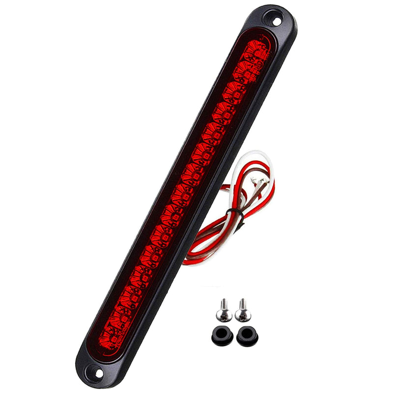2 Pack 10" 15 LED Trailer Identification Light 9 to 30-volt, LED Stop Turn Tail Light Assembly Third Brake Bar Strip Rear Marker Light IP67 Waterproof for Heavy Duty Marine Boats Trucks Pickups Red
