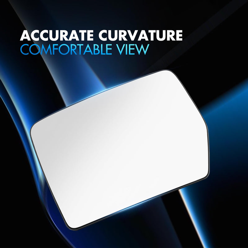 Driver Side Mirror Glass Replacement for Ford F150 2004 2005 2006 2007 2008 2009 2010, Left Heated View Mirror with Rear Holder, 4L3Z17K707DB Driver side（LH）