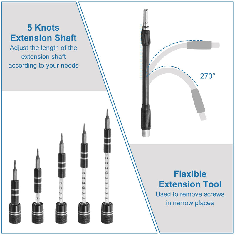 HARFINGTON 116 in 1 Magnetic Precision Screwdriver Set Electronics Repair Tools Kit with 96 Bits Flexible Shaft and Extension Rod for Cellphone Game Console Laptop PC Computer Camera, Red