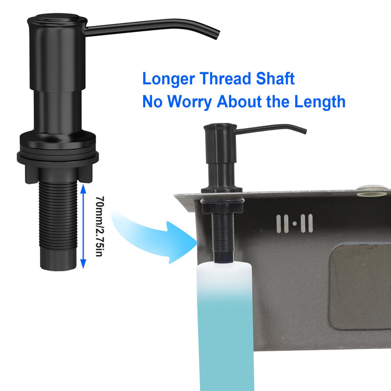 Soap Dispenser for Kitchen Sink, Kitchen Sink SoapDispenser Pump, Refill from The Top, Sink Soap Dispenser with 17OZ Large Liquid Bottle, Black (2 Scrub Sponges)