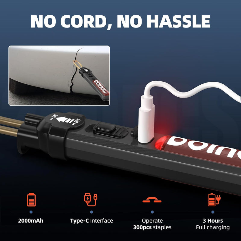 Cordless Plastic Welder Kit, DOINOW Portable Plastic Welding Kit with 300 Hot Plastic Stapler, USB-C Charging, Plastic Repair Kit for Bumper and Plastic Repairs, Gift for Dad, Mom, DIYer, Women, Men