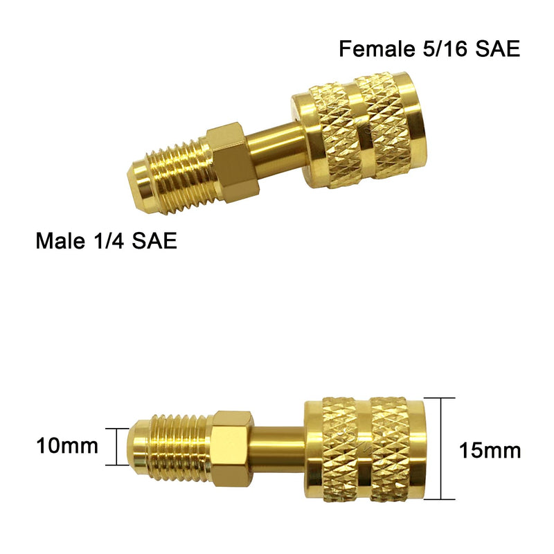 Joywayus 1/4" SAE Male to 5/16" SAE Female Flare Swivel Port Straight Adapter For R410A Mini Split HVAC System (Pack of 2)