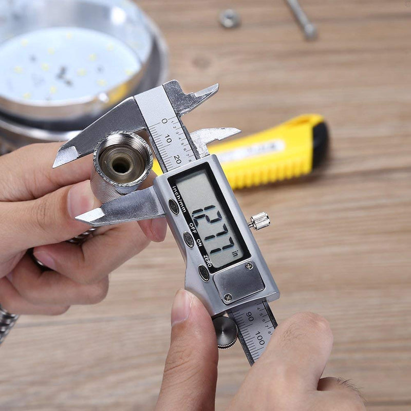 Digital Caliper Measuring Tool, Stainless Steel Vernier Caliper Digital Micrometer with Large LCD Screen, 6 Inch Caliper Tool for DIY/Household, Auto-Off Feature, Inch and Millimeter Conversion RO-04