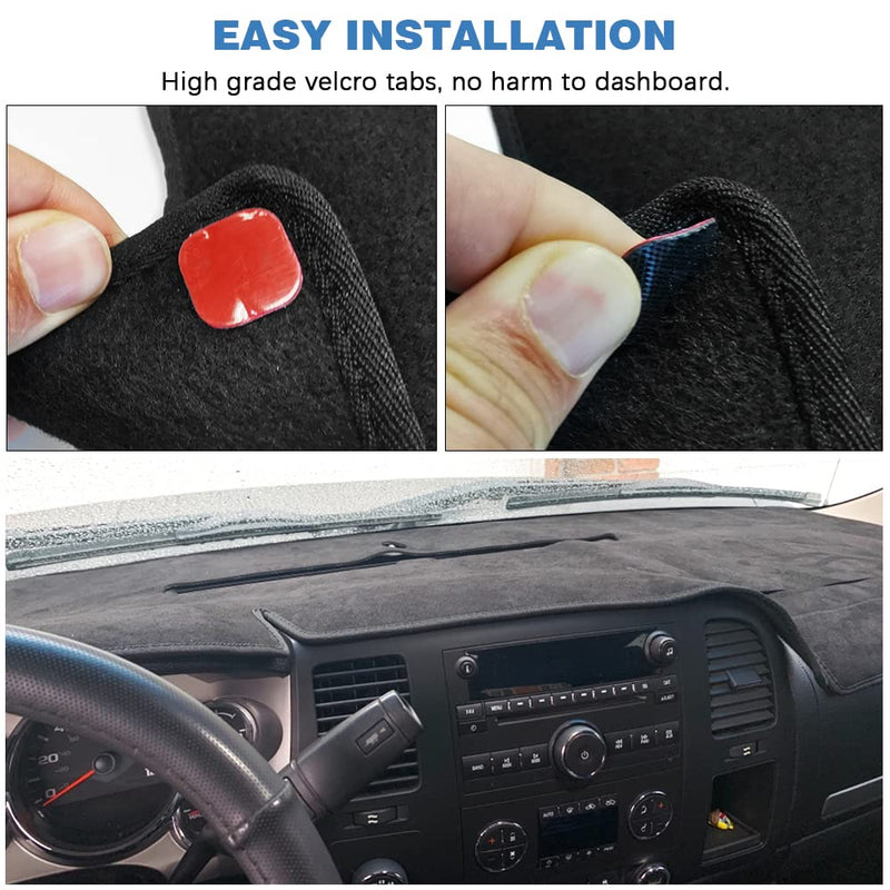 Dashboard Cover Compatible with 2007-2013 Chevy Silverado GMC Sierra with Two Glove Boxes Dash Cover Mat Black Premium Carpet 2007-2013 Silverado and Sierra