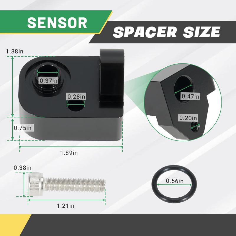 Intake Air Pressure and Temperature Sensor + Black Spacer Kit Fit for Chevrolet Silverado GMC Sierra 2500HD 3500HD 6.6L Diesel Engine 2017-2024, Replace 12681993 Manifold Pressure (MAP) Sensor