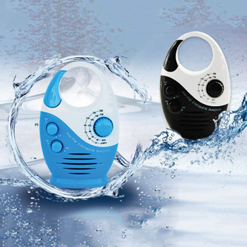 Shower Radio, Bathroom Radio AM FM, Waterproof Hanging Shower Radio Adjustable Volume black