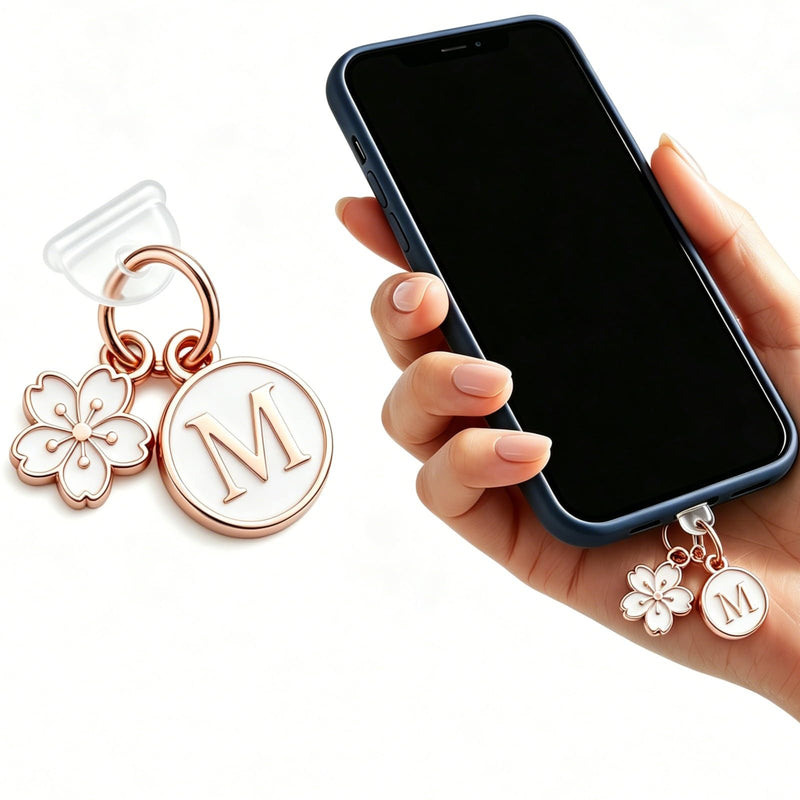 White Alphabet A-Z Letter Flower Charm Phone Dust Plug, Anti-Dust Jack Cover for iPhone & Type-C Devices, Cute Mobile Accessory Gift (M Type-C,wihte) M Type-C wihte