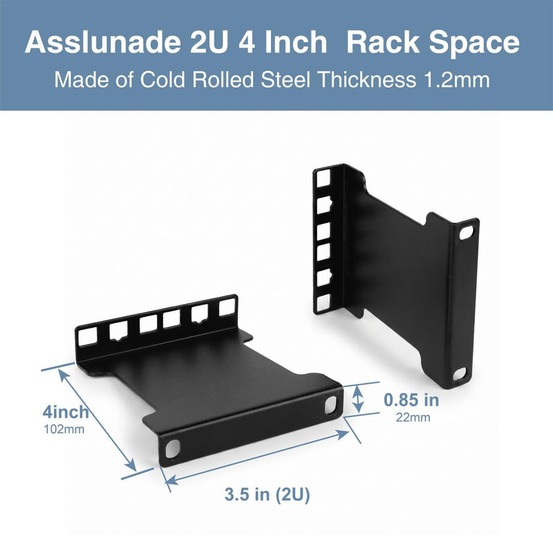 2U Server Rack Depth Extender Kit, 4" Deep Recessed Rack Mount Adapter, TAA Compliant Network Rack Extender for Standard 19" Racks (2u 4inch) 2u 4inch