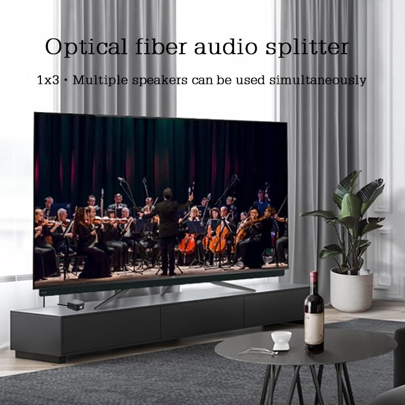 Digital Optical Audio Splitter 1x3, DOREWINAUD SPDIF/Toslink Optical Audio Splitter, Support Dolby Digital & DTS 5.1 for PS3, Xbox, Blue-Ray DVD, HDTV,TV Box, 1 Input 3 Output