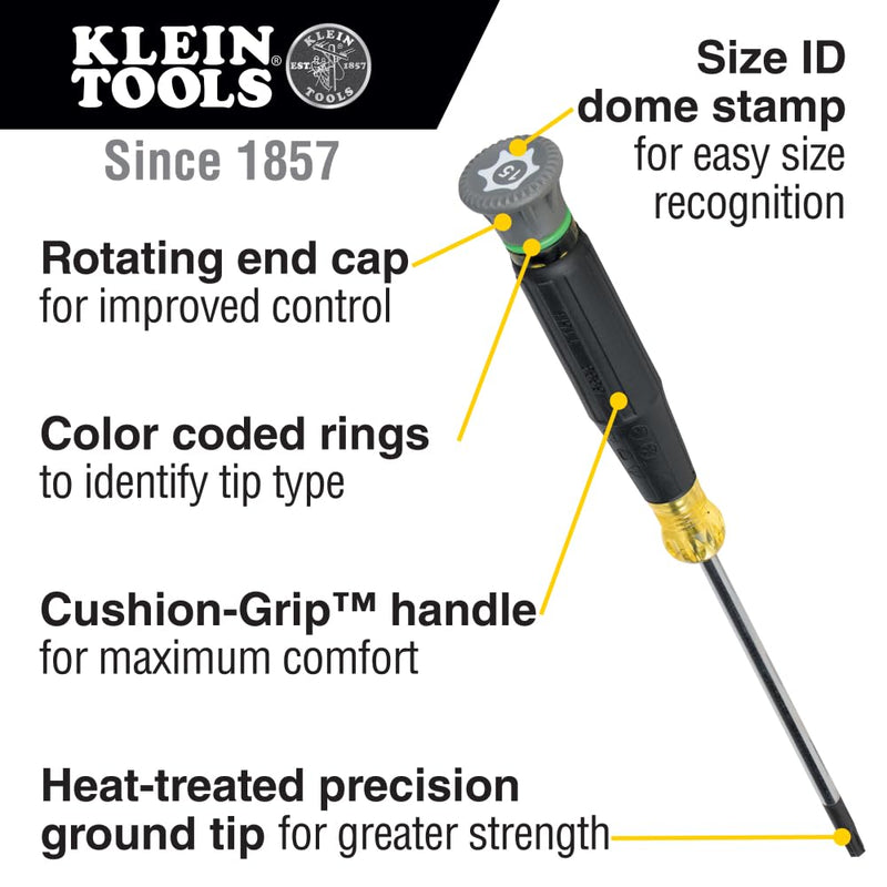 Klein Tools 85617 Mini Precision Screwdriver Set, Slotted, Phillips, TORX, Cushion-Grip Handles, Ideal for Terminal Blocks, Electronics 8-Pc Phillips + Slotted + Torx Kit