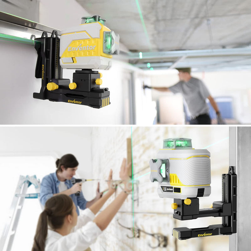 ENVENTOR Fine-tuning Bracket Laser Level Adapter, 1/4"-20 Male Threaded L-Shape Magnetic Pivoting Base with Adjustable Clip for Wall & Ceiling Mounted, 360° Adjustable Support, Height Adjustment Black