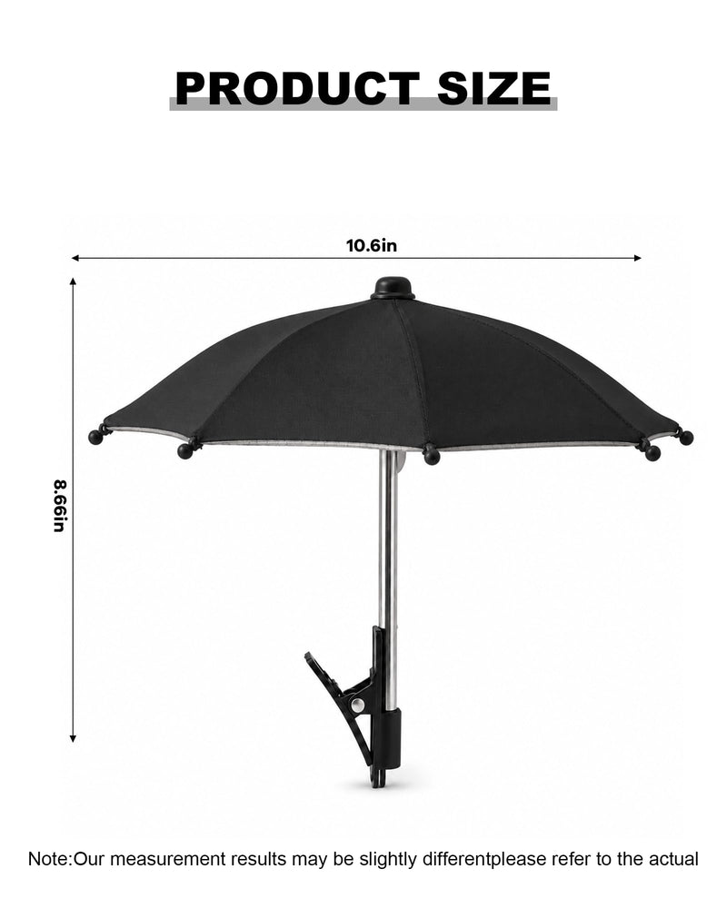 Phone Umbrella for Sun, Clip-On Phone Umbrella Mini Tanning Cellphone Sun Shade Screen UV Protection for iPhone iPad Laptop Kindle Outdoor Travel Beach Pool Gifts Accessories Vacation Essentials Black