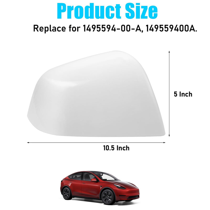 Jaronx Compatible with Tesla Model Y Side Mirror Cover Replacement 2020 2021 2022 2023 2024, Right Passenger Pearl White Door Rearview Mirror Cover Caps, for Tesla Model Y Accessories
