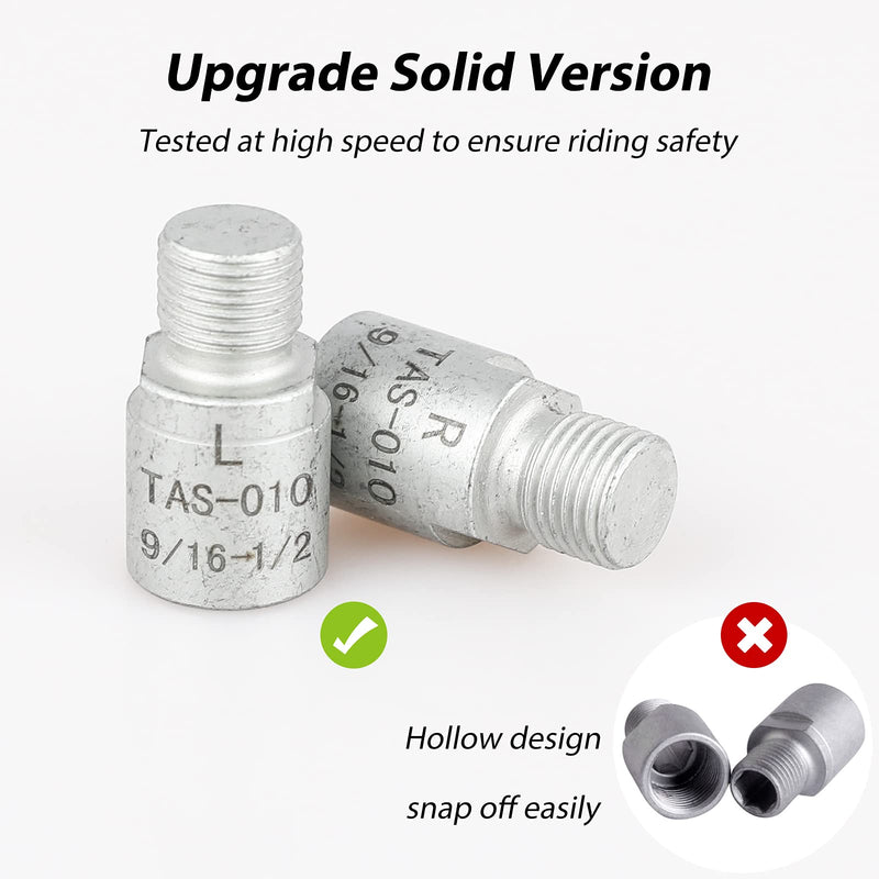 Hikenture Bike Pedal Adapter 9/16" to 1/2" Bicycle Pedals Chrome Molybdenum Steel (Pair) Silver Solid