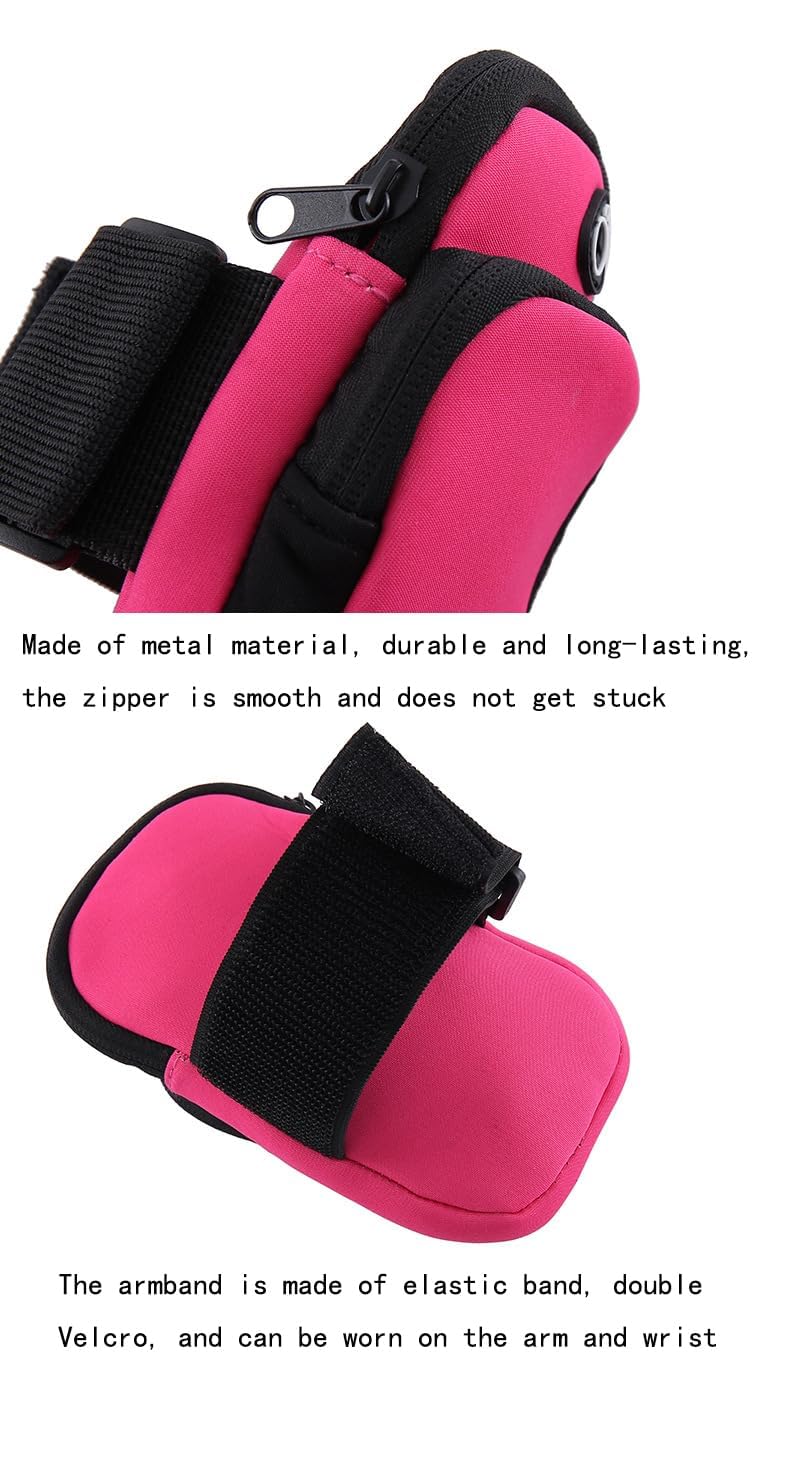 Running Armband with Earphone Bag, Armband Suitable for Most Phones, Water Resistant 2 Pockets (Black) Black