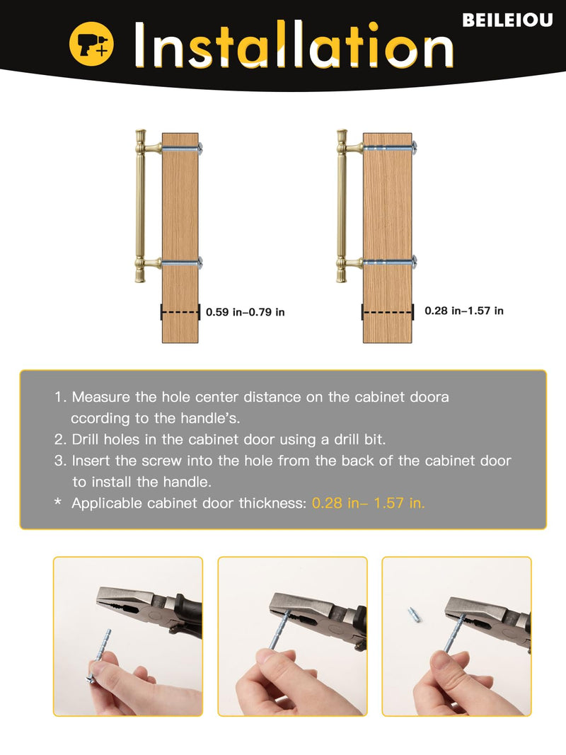 Brushed Gold Cabinet Pulls - 5 Inch(128mm) Hole Center Classic Vintage Drawer Handles Zinc Alloy,Kitchen Cupboard Bathroom Dresser Cabinet Hardware (5, Brushed Gold, 5"(128mm) Hole Centers) 5"(128mm)Hole Centers