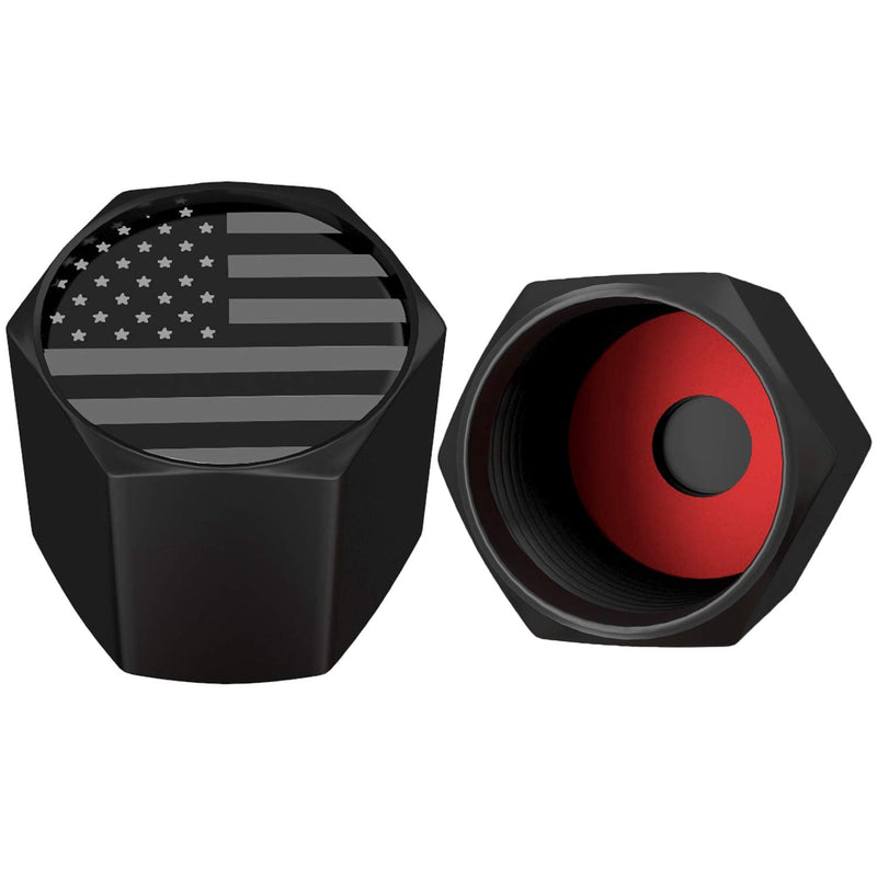 American Flag Tire Valve Stem Caps, USA with O Rubber Ring, Universal Stem Covers for Cars, SUVs, Bike, Bicycle, Trucks, Motorcycles, Airtight Heavy Duty (12 Pack) (Black Gray USA (12 Pack)) Black Gray USA (12 Pack)