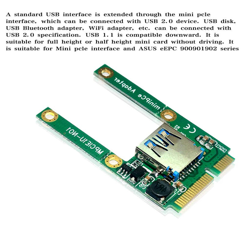 Acxico 1Pcs Mini PCI-E Card Slot Expansion to USB 2.0 Adapter Riser PCI Express Adapter Card PCI-E to USB 2.0 Expansion Card