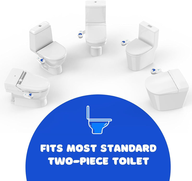 POCALAND Bidet Attachment for Toilet Seat, Non-Electric Cold Water Bidet with Pressure Controls, Dual Nozzles for Frontal & Rear Wash, Retractable Self-Cleaning for Female & Old- White