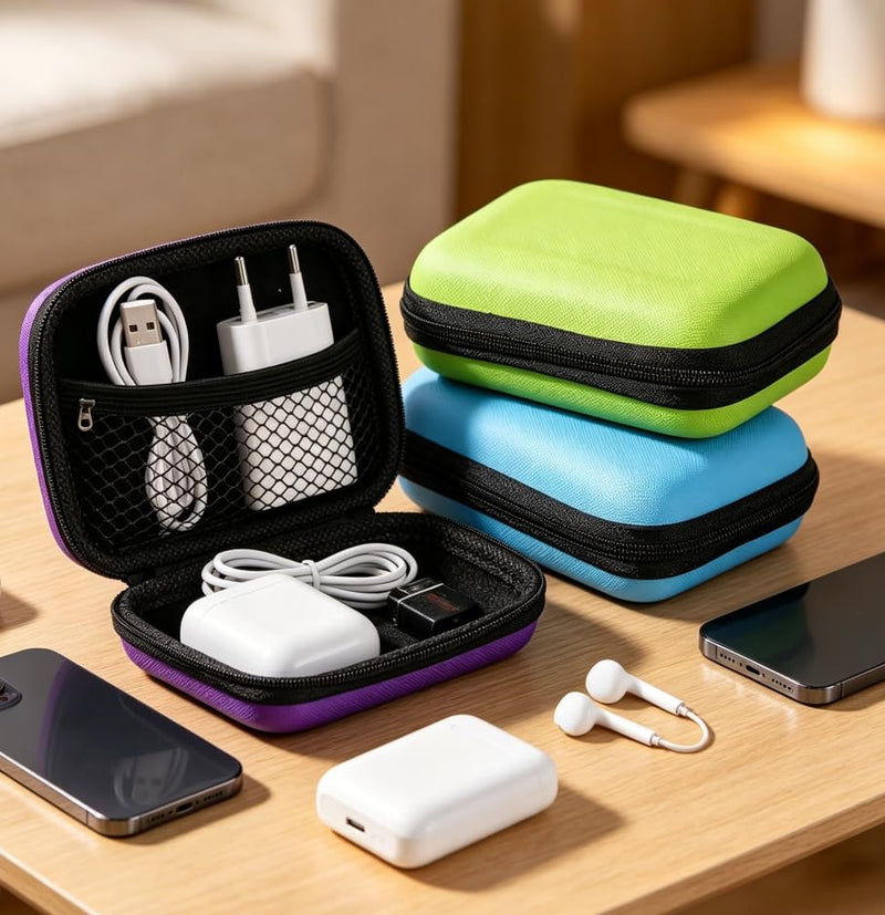 Multi-Functional Storage Bag, Waterproof Hard Case for Headphones, Hard Disk, Camera Accessories & USB Cables, Portable Electronic Organizer Red