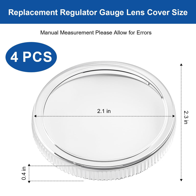 2" Replacement Clear Lens Covers, 1/4 Turn Twist Lock Protective Lens Replacement Regulator Gauge Cover, Clarity Universal Lens Cover Fit for Most 2 inch Digital Pressure Gauge, 4 Lenses
