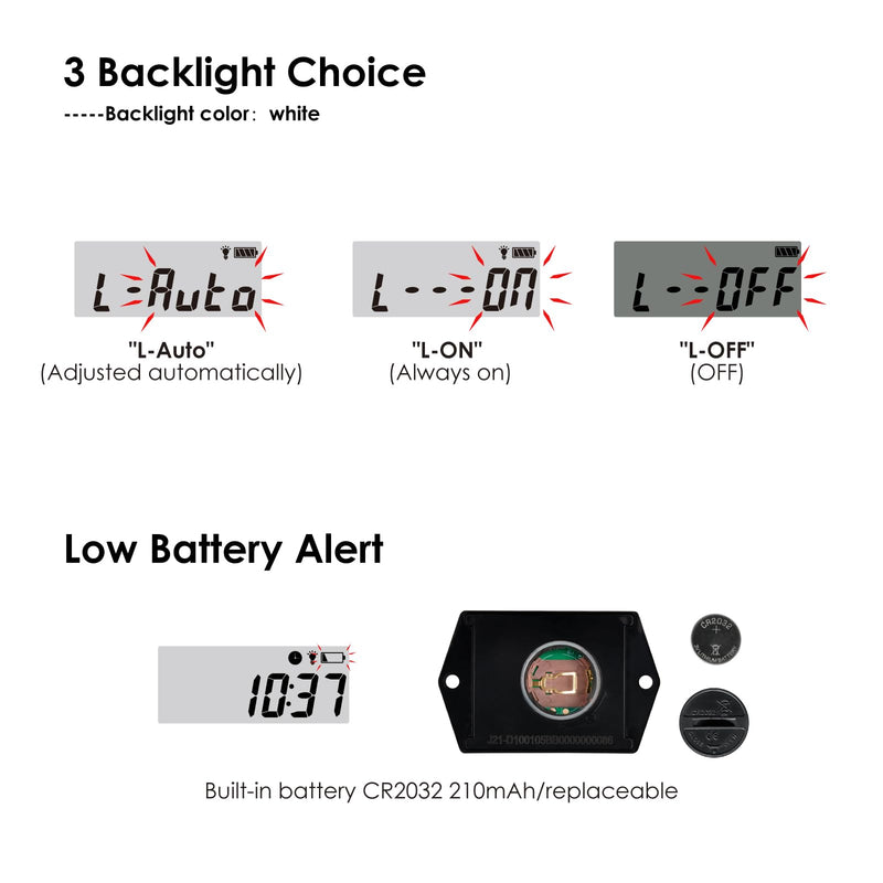 Digital Tach Hour Maintenance Meter with Backlight Built-in Battery Waterproof Programmable Engine Firing Patterns use for Lawn Mower Motorcycle Outboard Motor Generator Snow Blower