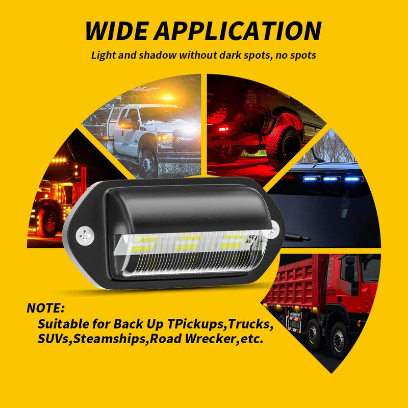 2 PACK License Plate Light, 12V 6-SMD LED License Plate Lamp Taillight for Truck SUV Trailer Van, Step Courtesy Lights, Dome/Cargo Lights Black 2-pack