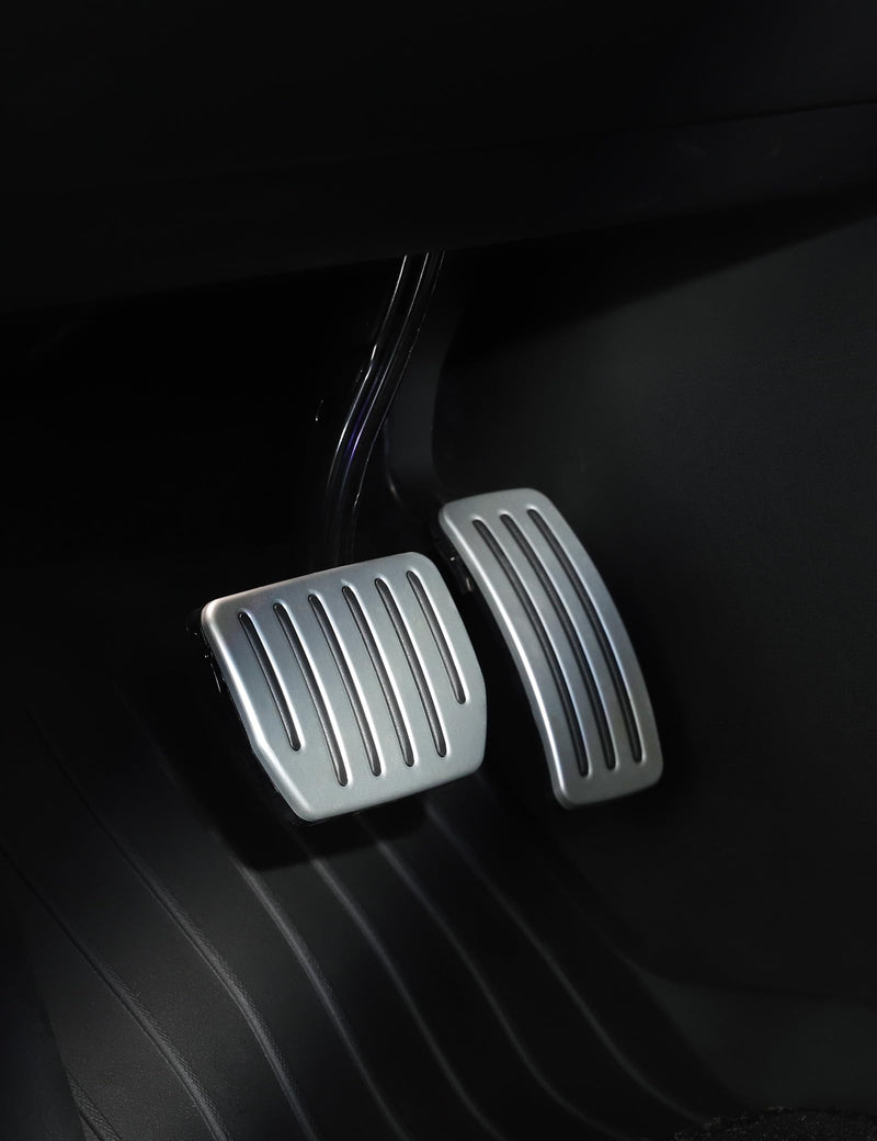 TPARTS Aluminum Self-Flip Lock Performance Pedal Sets Accelerator Brake Pedals Cover for Tesla Model 3 Highland 2024 Non-Slip Protector Accessories Foot Pedal Pad Replacement M3 Highland 2024