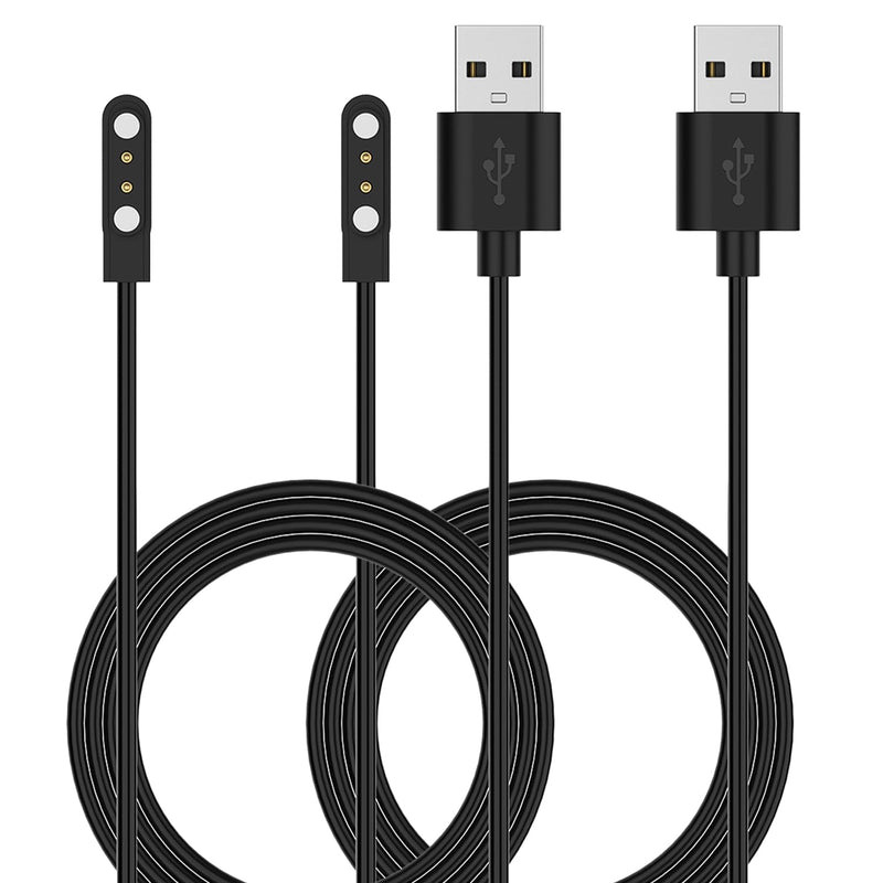 Chargers Compatible for TOZO S5/Keeponfit IDW21/TOOBUR IDW23/WMH IDW25/Faweio IDW26/Fitpolo IDW208P Smart Watch Charger, 3.3ft Charging Cable USB Magnetic Smart Watch Charger 2 Pin (Black&Black)