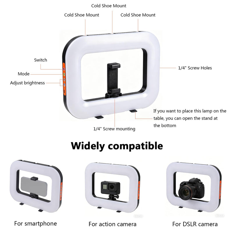 Cell Phone Video Light,Smartphone Camera Ring Light Video Rig with Phone Holder,Handheld Video Stabilizer Rig for Vlogging Video Recording