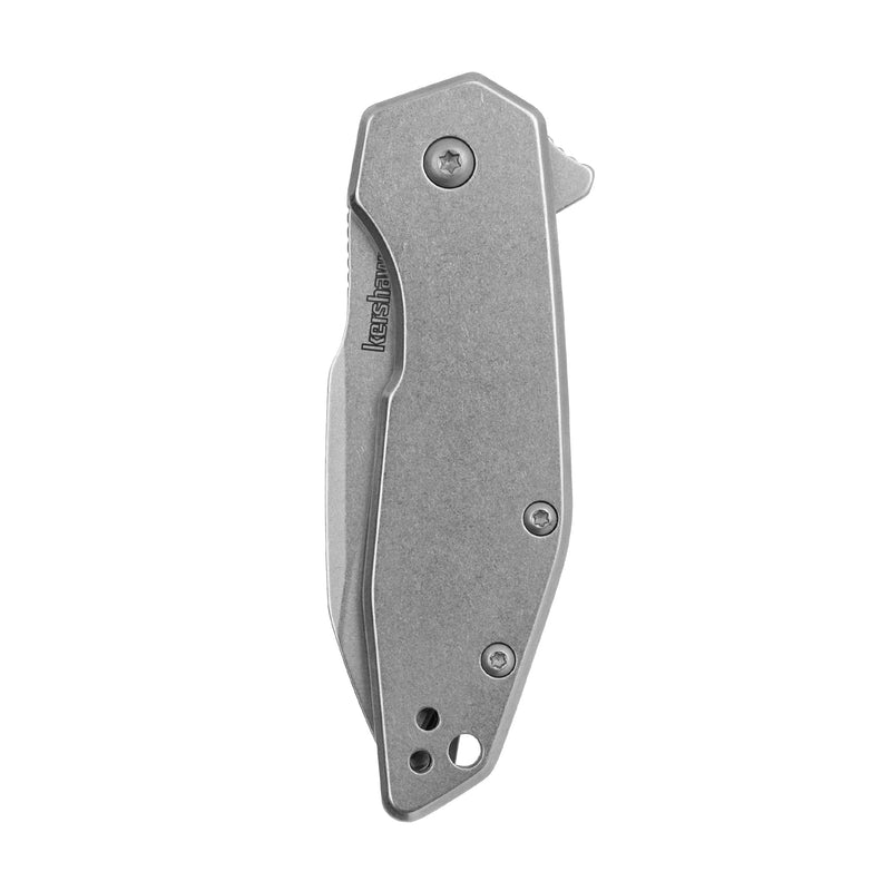 Kershaw Gravel Pocket Knife, Stonewashed, 2.5 Inch Stainless Steel Reverse Tanto Plain Edge Blade, EDC with Assisted Opening, Reversible Pocketclip, Everyday Carry Pocket Knife for Men and Women