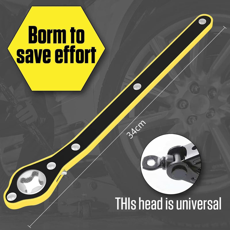 Auto Labor-Saving Jack Ratchet Wrench with Long Handle for Scissor Jack, Lug Wrench for Tire Jack, Car Jack Wrench Positive and Reversal Knob Design For Travel/Truck/SUV/Vans
