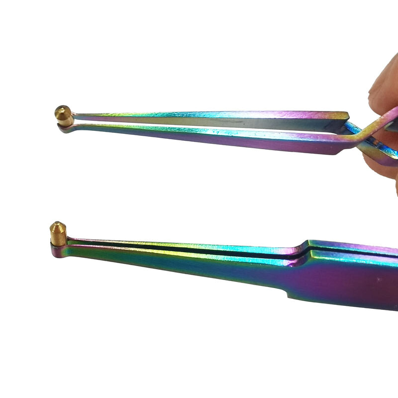 Lock Pin Tumbler Tweezers with Pin Groove Color Stainless Steel Reverse Action Tweezers for Lock Picking Pinning & Rekeying Tool Lock Pinning Cross Locking Tweezers(2Pcs) 2 Pcs Polychrome