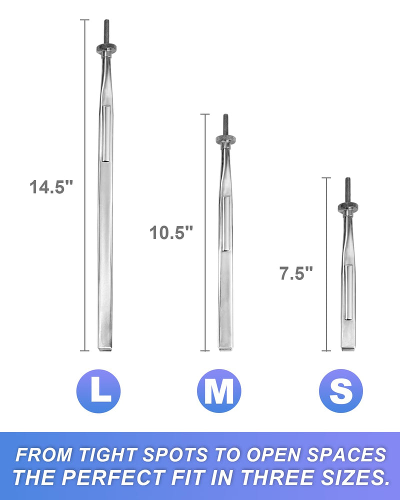 Spring-Loaded Extension Clamps Tri-Pack – Exclusive Spring-Loaded Mechanism, Knob-Locking Design, Saves Time in Tight Spaces, Holds Nuts, Bolts & Hoses, 3 Sizes (14.5", 10.5", 7.5") for Easy Use