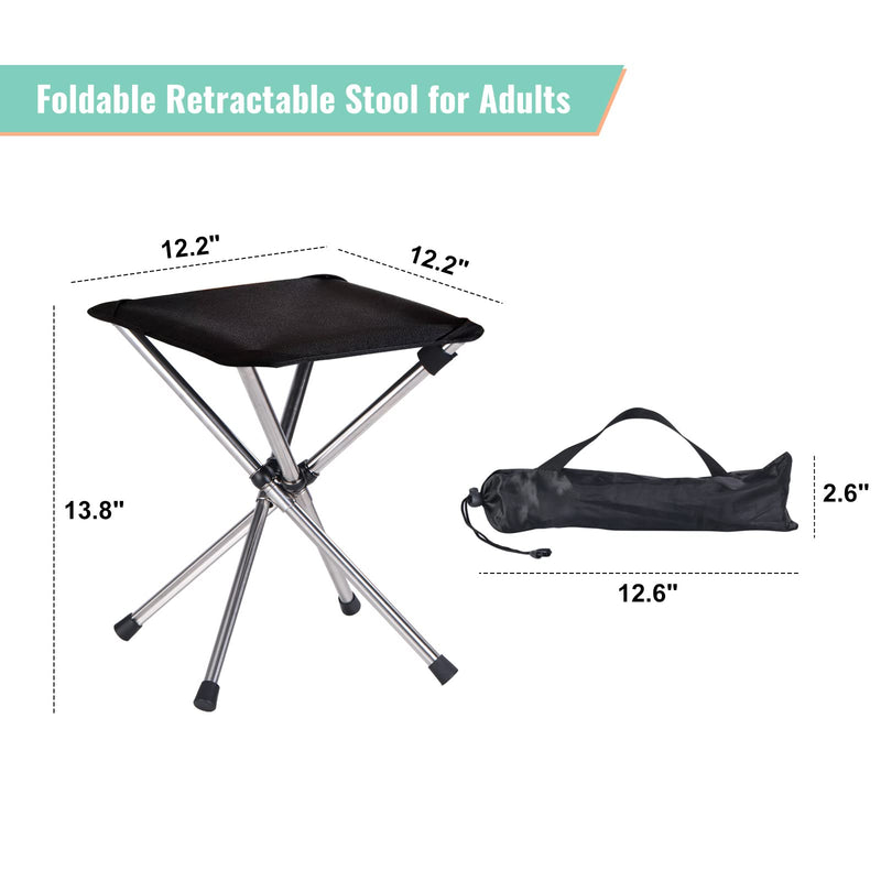 Camping Stool,Small Folding Chair,13.8" Lightweight Folding Stool Compact Backpacking Stool with Carry Bag Black