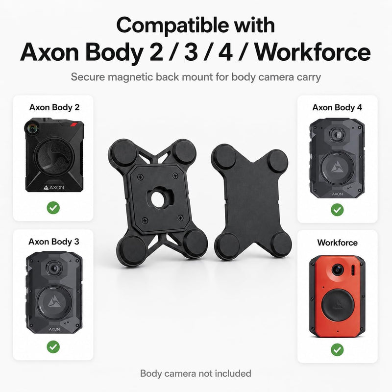 Axon Body Camera Mount for Axon Body 2/3/4/Workforce (Black, Magnetic) black