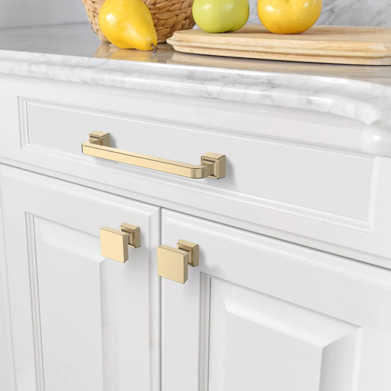 Amerdeco 10 Pack Brushed Gold Cabinet Knobs 1.2 Inch(30mm) Gold Kitchen Cabinet Knobs Dresser Knobs Drawer Knobs and Pulls for Bathroom Cabinets ZH0008 Knob